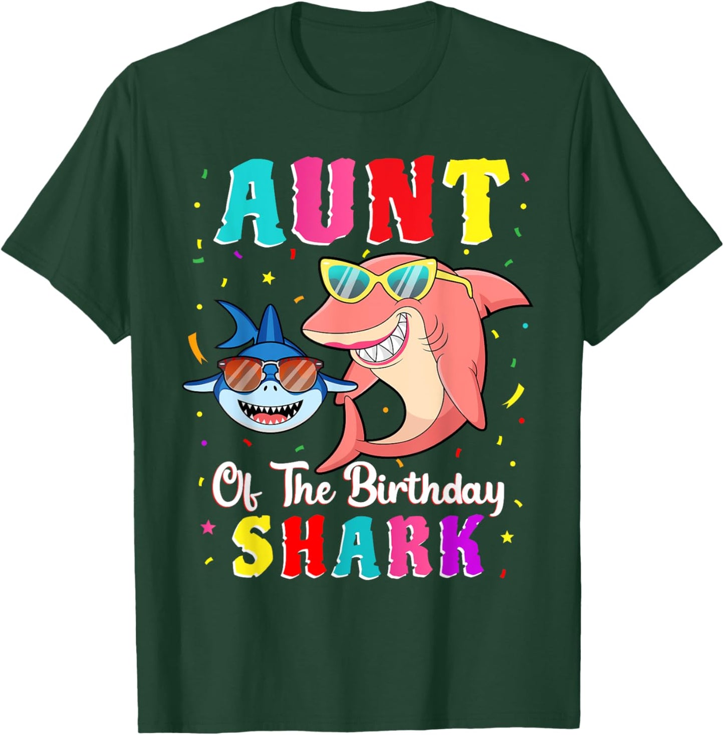 Aunt Of The Shark Birthday Family Matching Birthday Nephew T-Shirt - T-Shirt | Forest