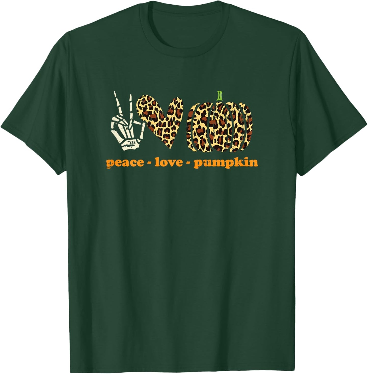 Peace Love Pumpkins Leopard Print Cheetah Halloween Women T-Shirt - T-Shirt | Forest