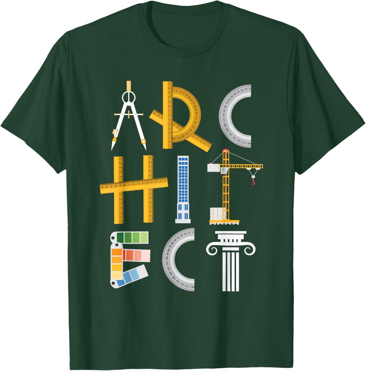 Architect - Artwork Drawing Design Architecture Construction T-Shirt - T-Shirt | Forest