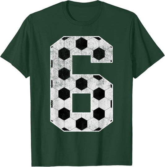 6th Birthday Party Six 6 Year Old Soccer Bday Boy Girl T-Shirt - T-Shirt | Forest