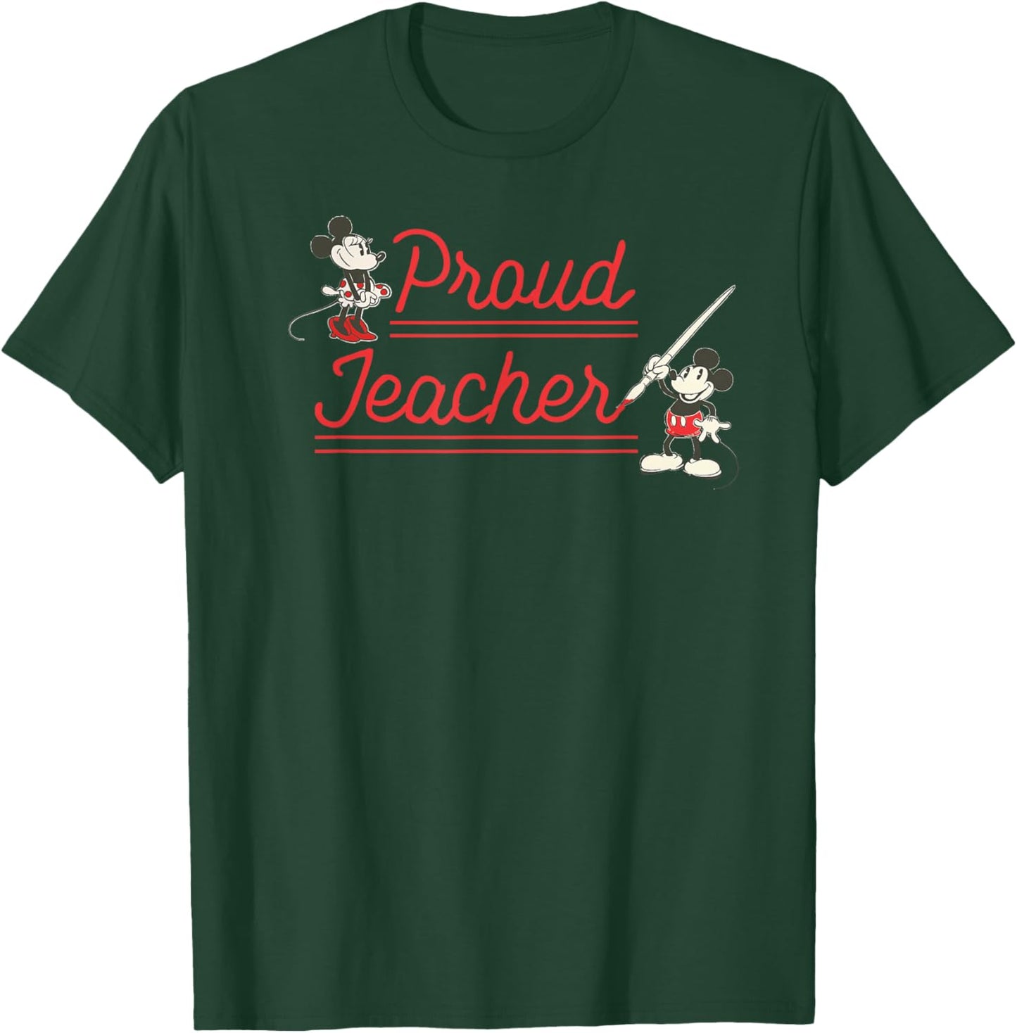 Disney Classic Mickey and Minnie Mouse Proud Teacher Retro T-Shirt - T-Shirt | Forest