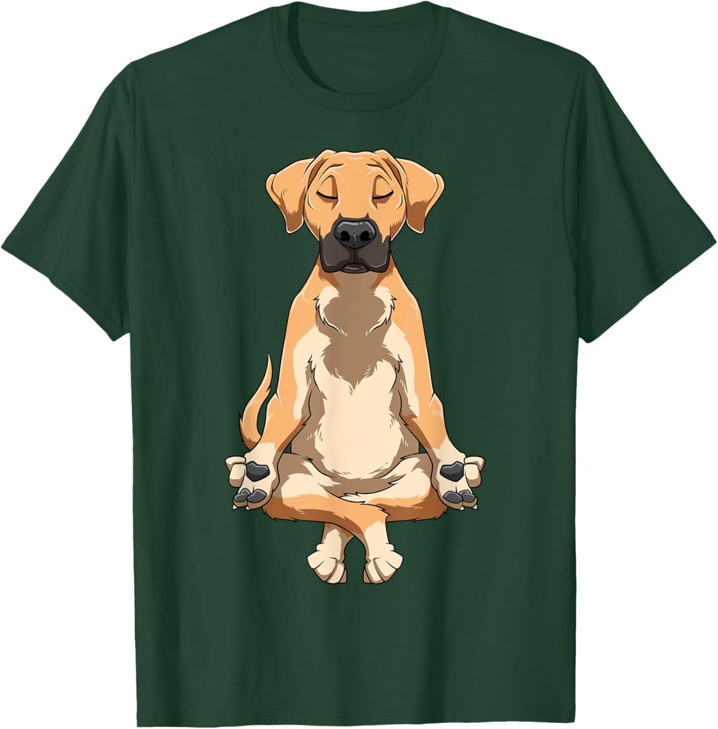 Black Mouth Cur Dog Yoga Funny Meditating Cur Dog Yoga T-Shirt - T-Shirt | Forest