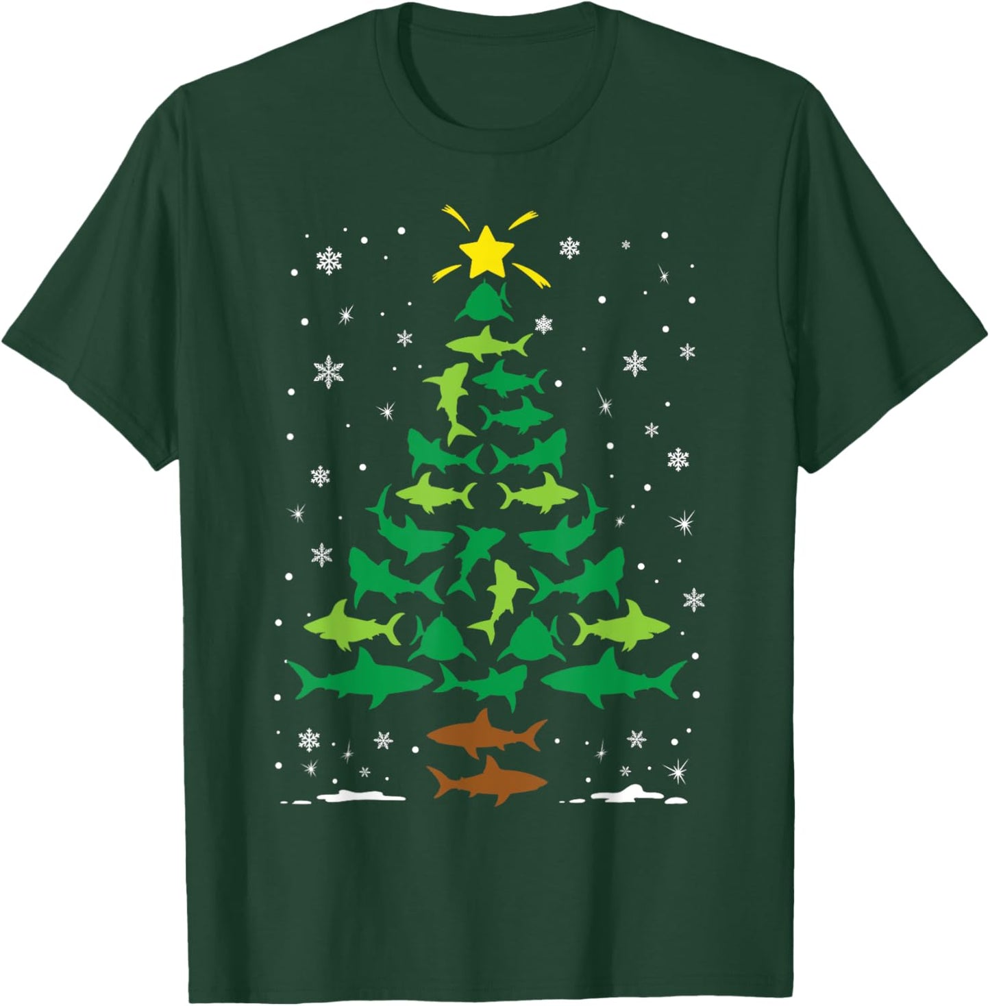 Shark Ocean Lovers Holiday Family Matching Christmas Tree T-Shirt - T-Shirt | Forest