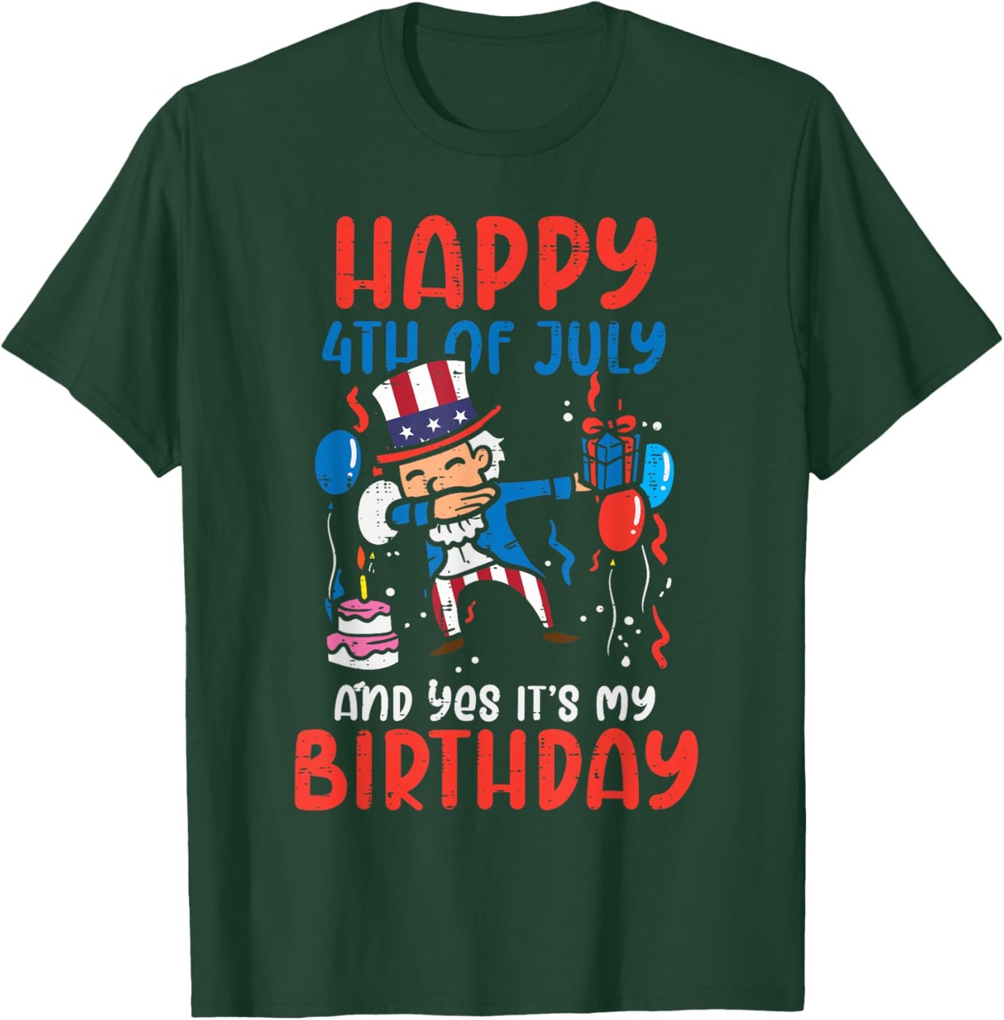 Happy 4th Of July Birthday Uncle Sam Dab Patriot Boys Kid T-Shirt - T-Shirt | Forest