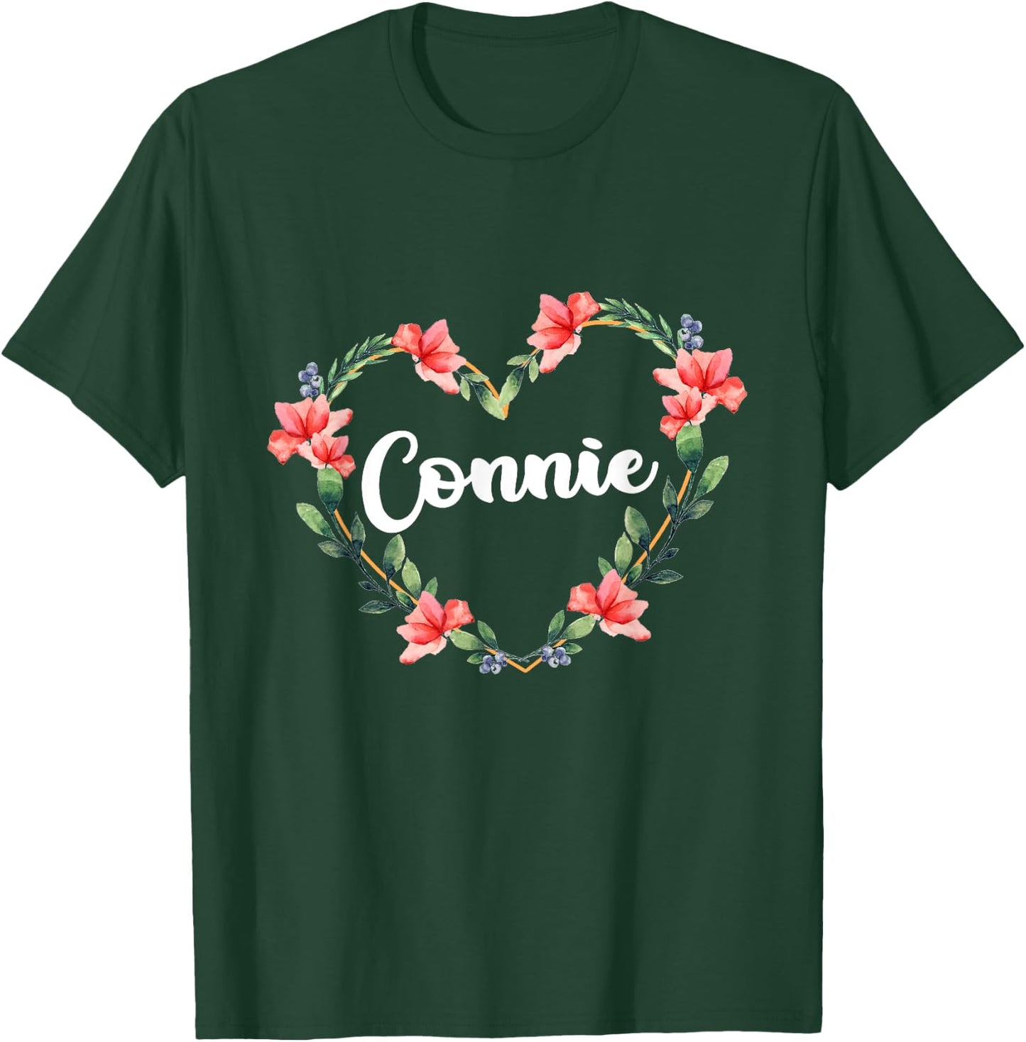 Connie Flower Heart Personalized Name Connie T-Shirt - T-Shirt | Forest