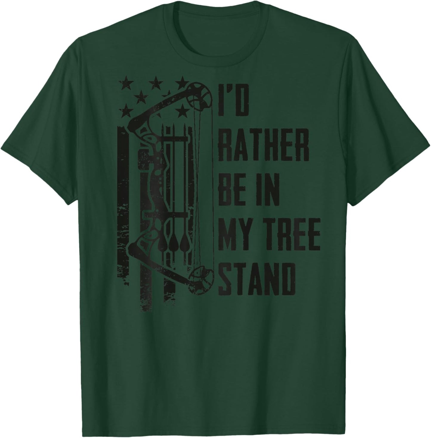 I'd Rather Be in My Tree Stand - Camo Deer Hunting - ON Back T-Shirt - T-Shirt | Forest