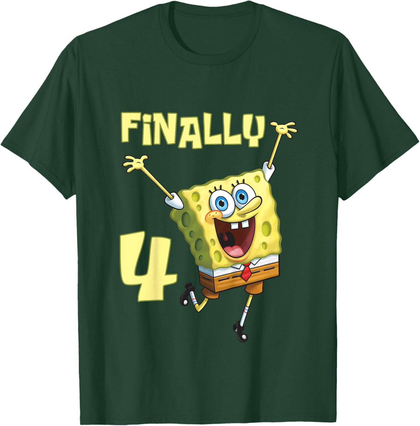 Mademark x SpongeBob SquarePants - Kids Original SpongeBob Square Pants - 4th Birthday. Finally 4. T-Shirt - T-Shirt | Forest