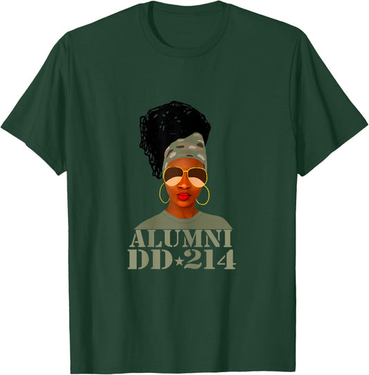 Alumni DD-214 African American Woman Veterans Day T-Shirt - T-Shirt | Forest