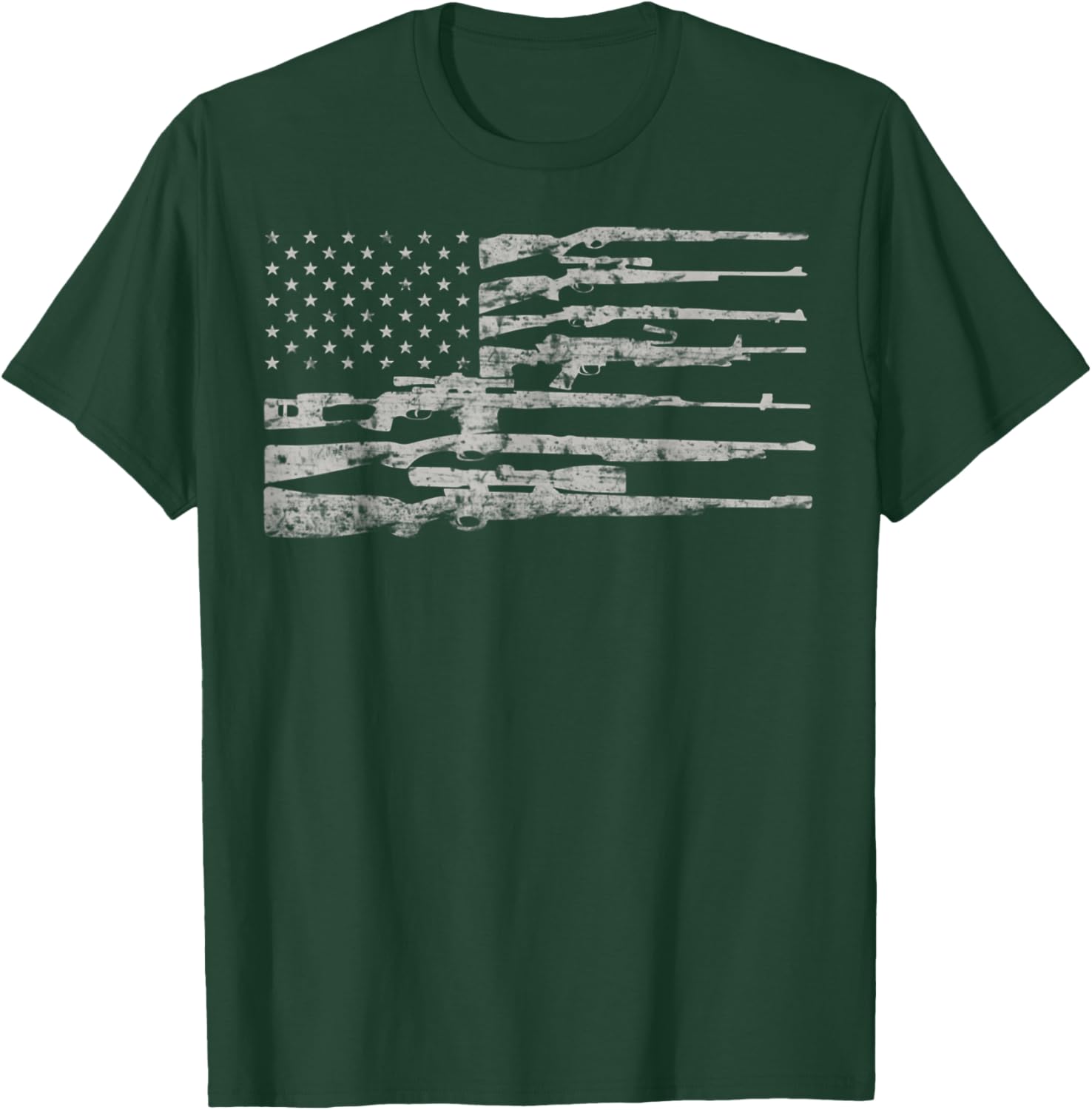 Big American Flag With Machine Guns 2A Flag Men T-Shirt - T-Shirt | Forest