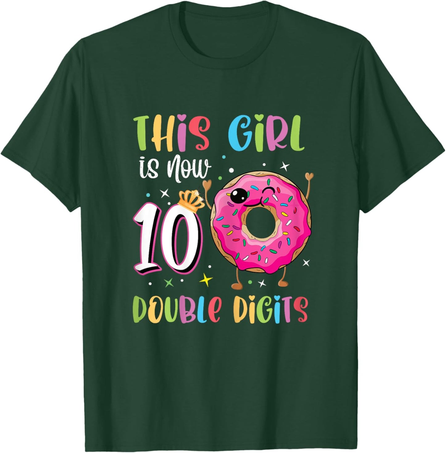 This Girl Is Now 10 Double Digits 10th birthday Donut T-Shirt - T-Shirt | Forest
