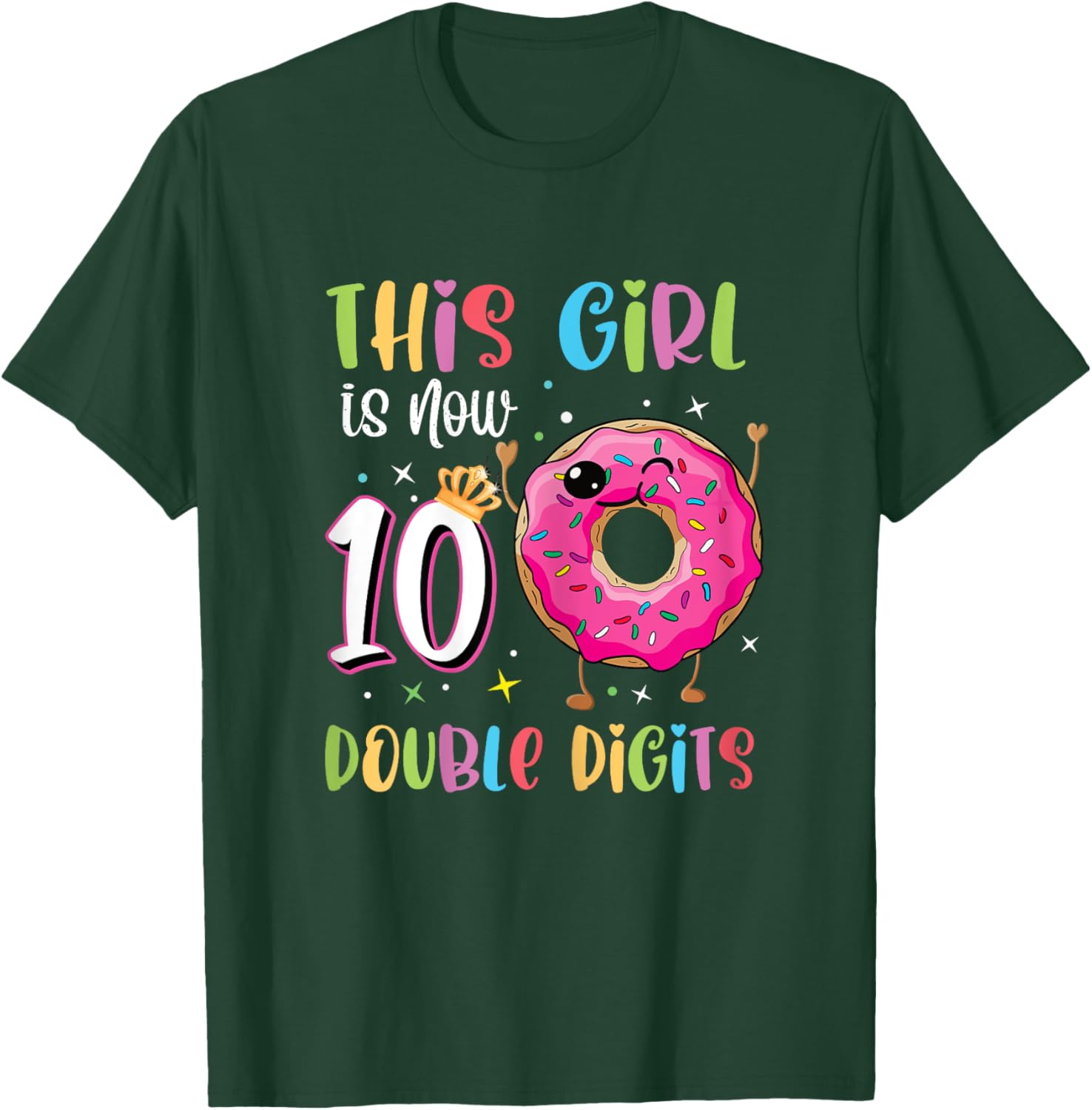 This Girl Is Now 10 Double Digits 10th birthday Donut T-Shirt - T-Shirt | Forest