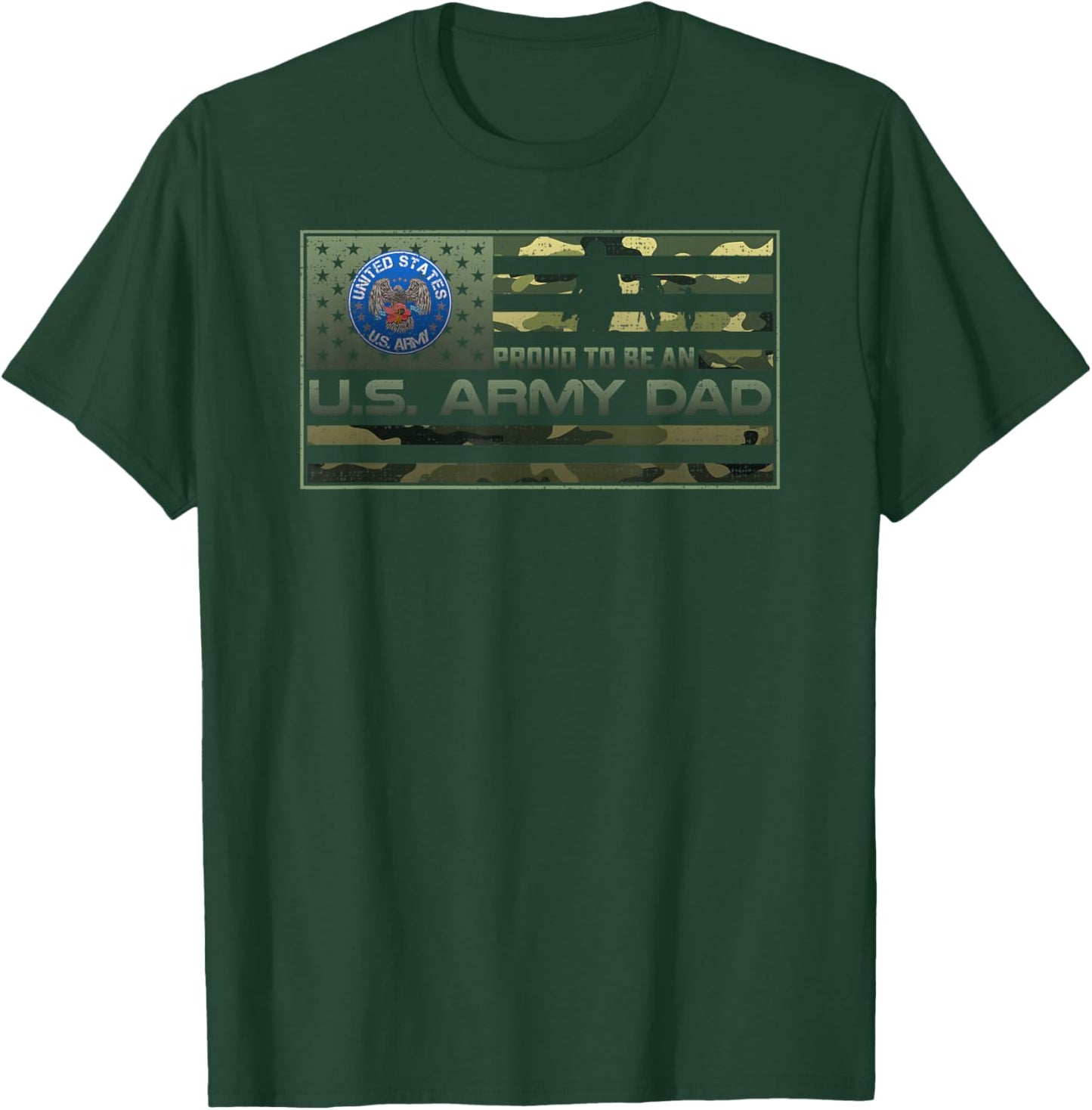 Vintage USA American Camo Flag Proud To Be An US Army Dad T-Shirt - T-Shirt | Forest