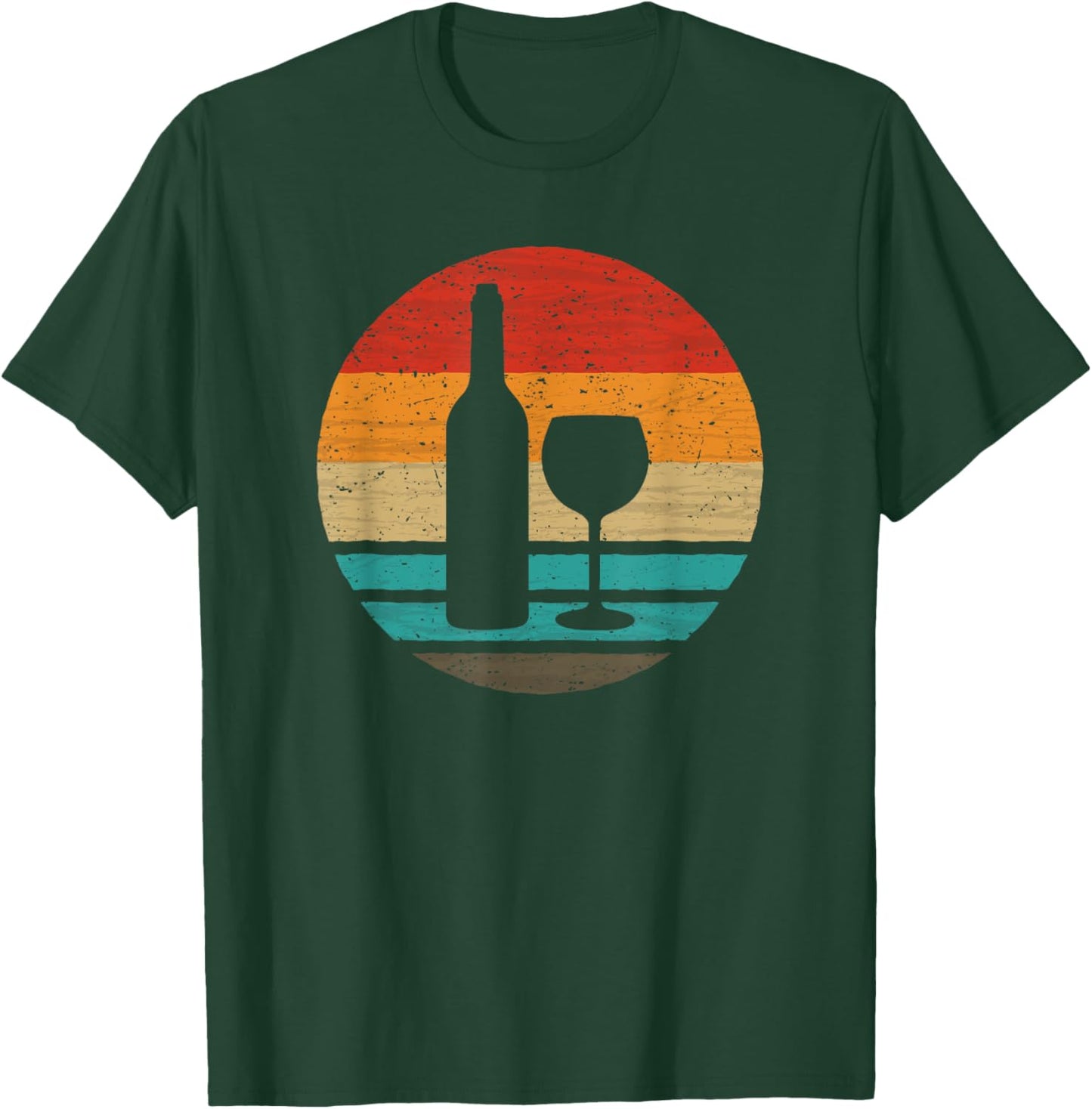 Wine Bottle Glass Retro Style Vintage T-Shirt - T-Shirt | Forest