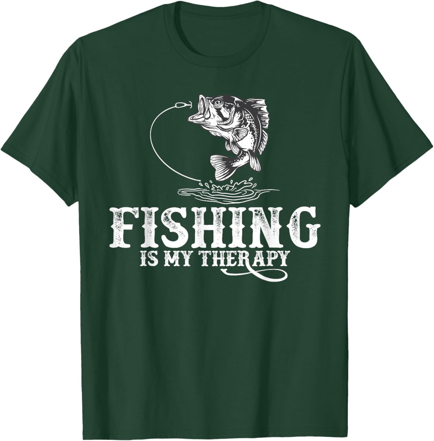 Fishing is My Therapy Funny Fishermen T-Shirt - T-Shirt | Forest