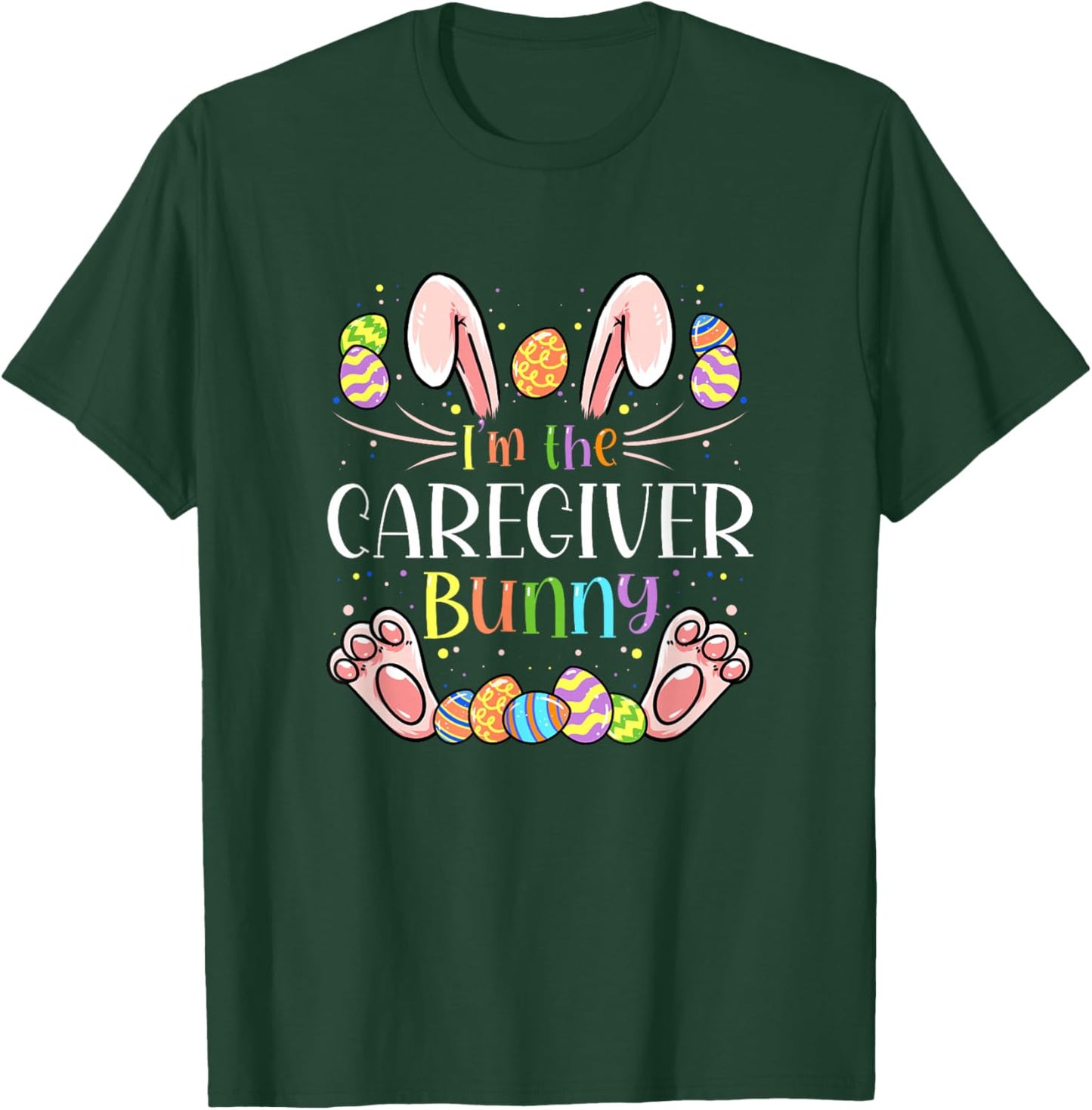 Caregiver Easter Matching Family Party Bunny Face Costume T-Shirt - T-Shirt | Forest