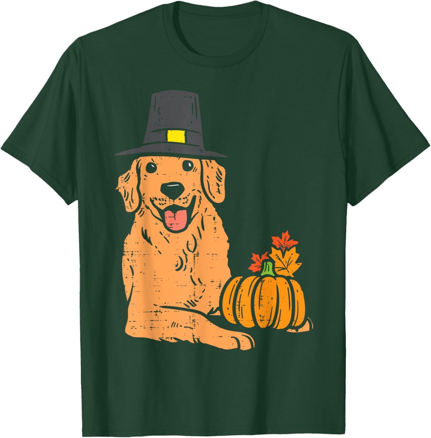 Golden Retriever Pumpkin Leaves Thanksgiving Halloween Dog Men Women Kids T-Shirt - T-Shirt | Forest