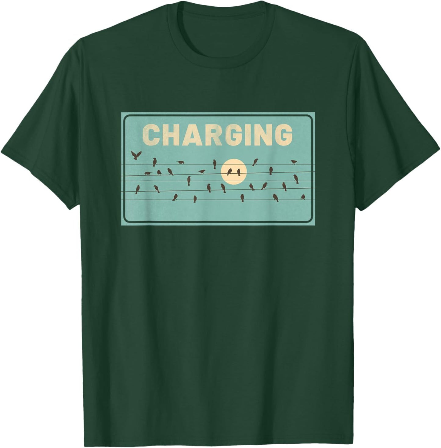 Birds Charging on Powerlines T-Shirt - T-Shirt | Forest
