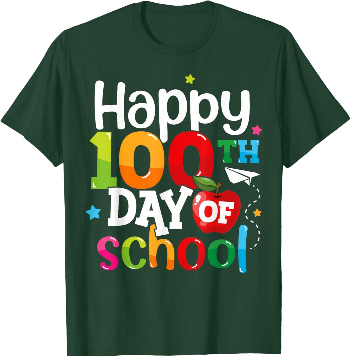 100 Days of School Teachers Kids Girls Boys Happy 100th Day T-Shirt - T-Shirt | Forest