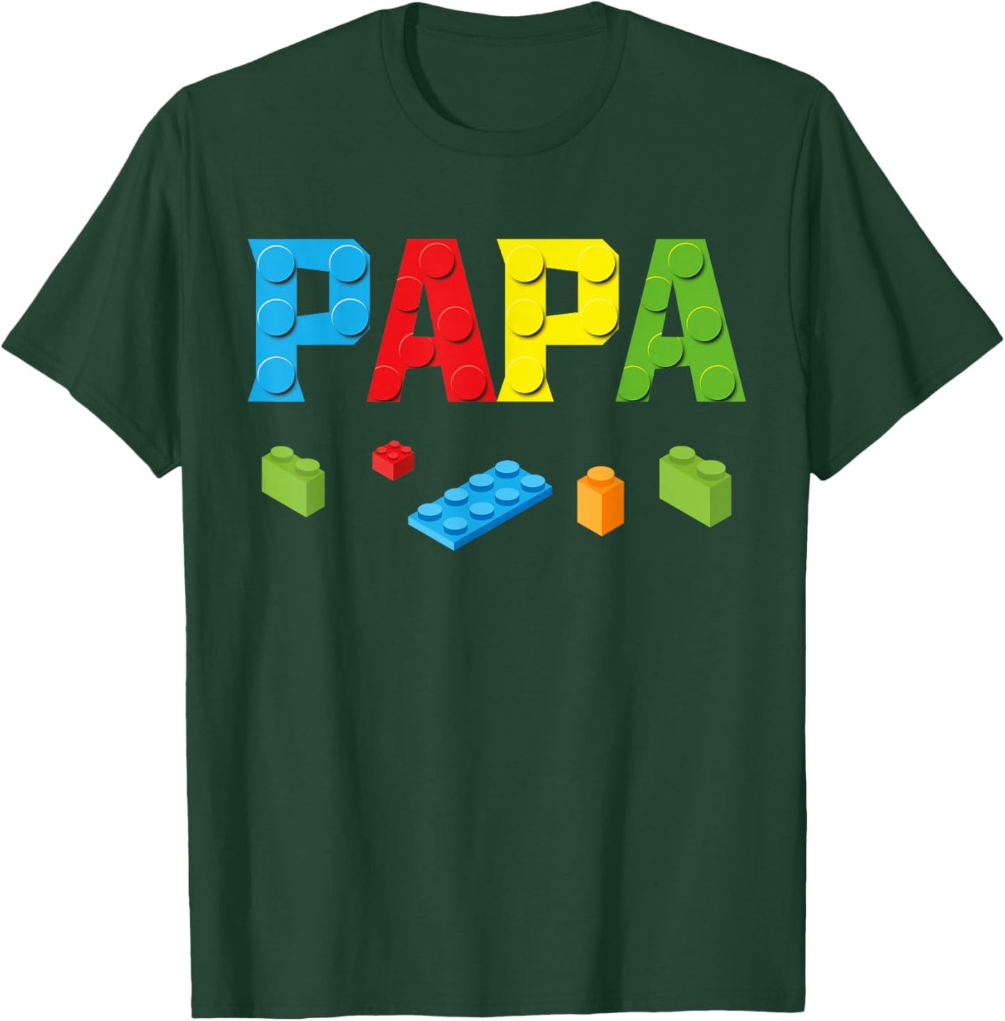 Papa Master Builder Building Bricks Blocks Family Set Parent T-Shirt - T-Shirt | Forest