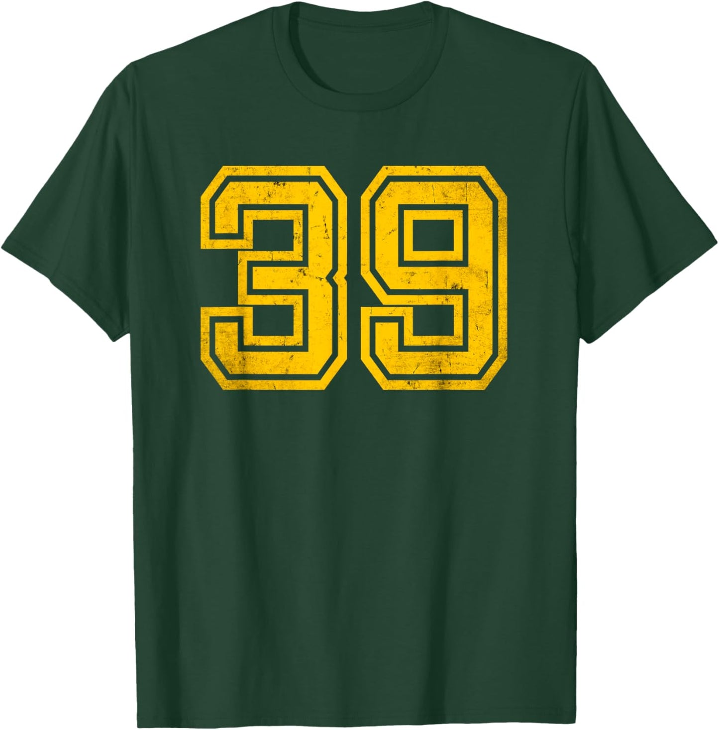 Number #39 Sports Jersey 39th Birthday Age Distress Yellow T-Shirt - T-Shirt | Forest