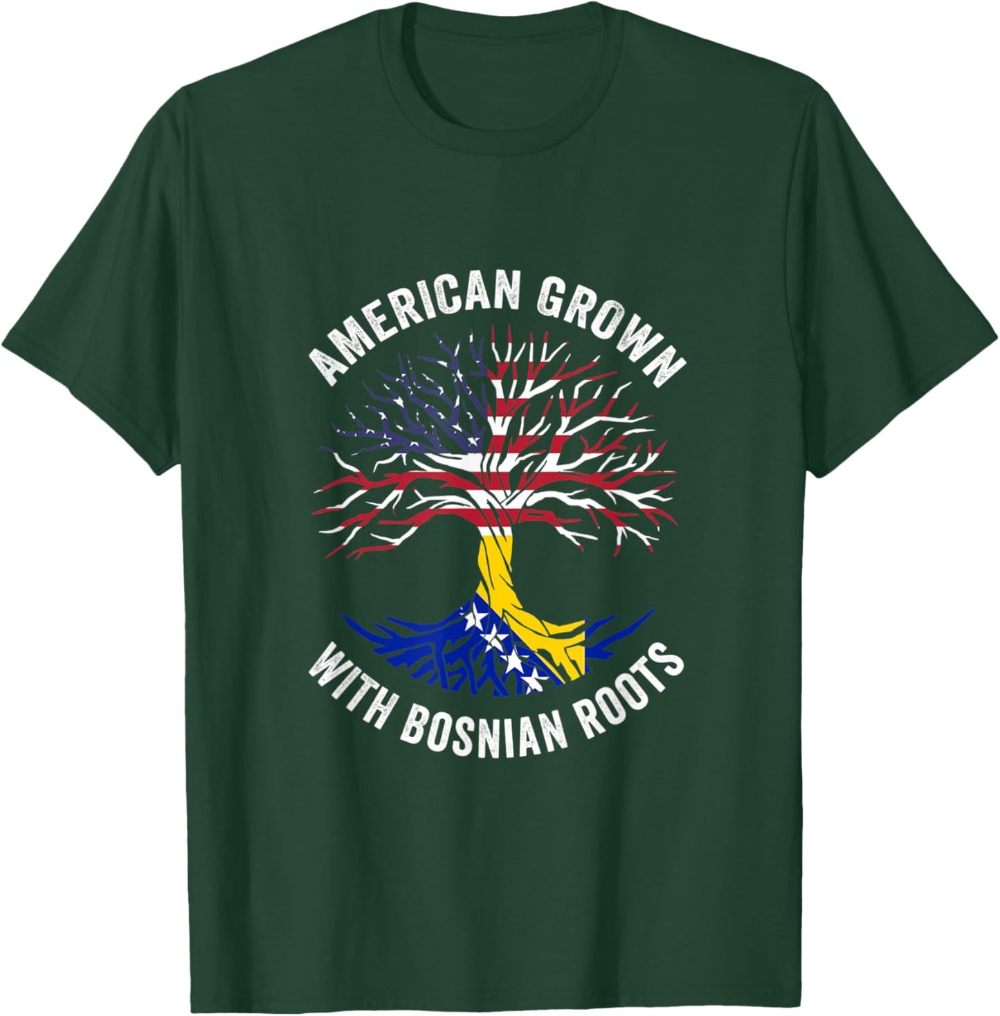 USA American Grown With Bosnian Roots Bosnia and Herzegovina T-Shirt - T-Shirt | Forest