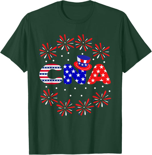 4th Of July CNA Nurse Red White Blue USA Flag Patriotic Men T-Shirt - T-Shirt | Forest