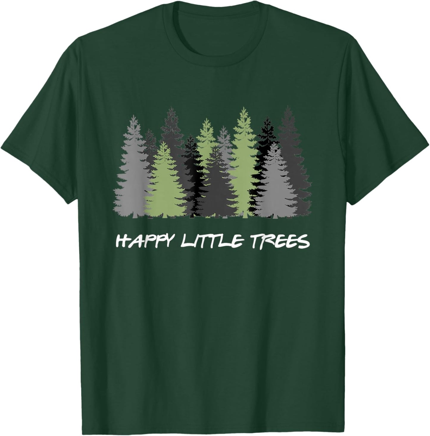 Funny Happy Little Trees Epic & Calm Forest Painting Art T-Shirt - T-Shirt | Forest