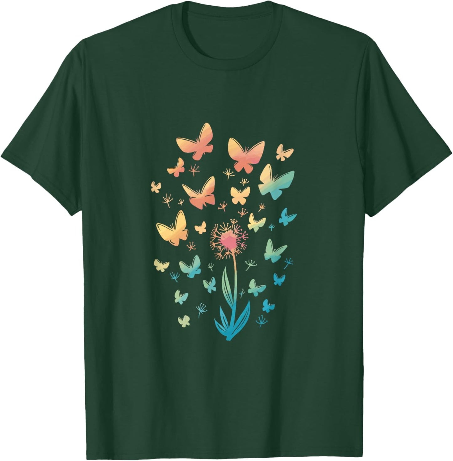 Butterfly colorful butterfly with flowers gift T-Shirt - T-Shirt | Forest