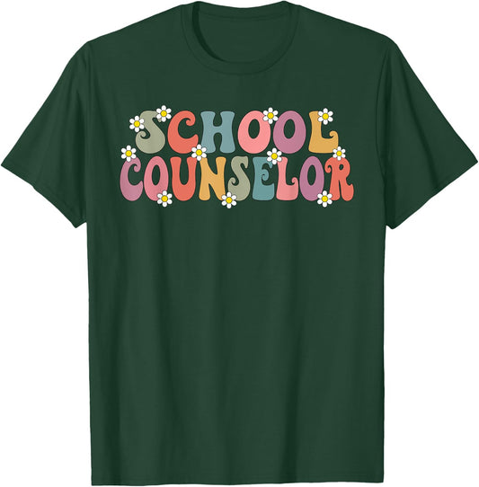 Groovy School Counselor Back To School Teacher Counseling T-Shirt - T-Shirt | Forest