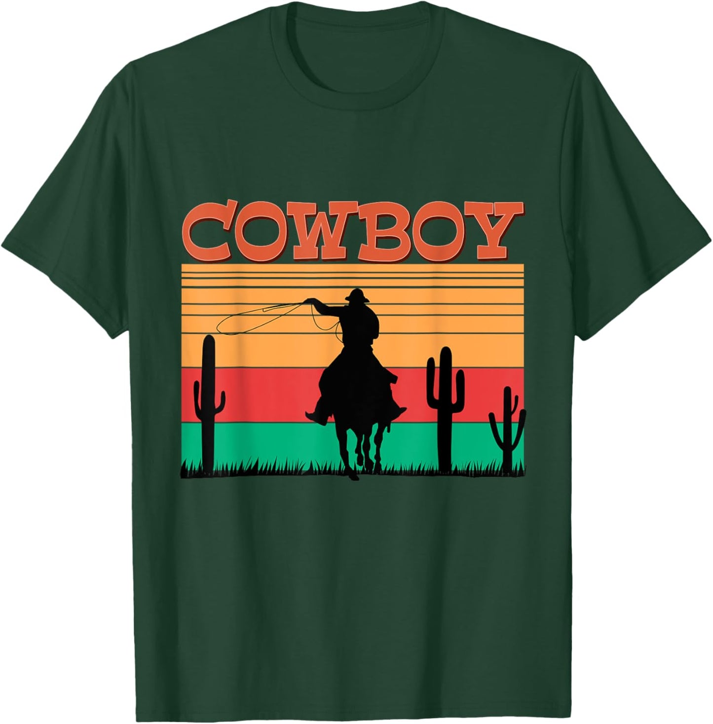 Kids Western Cowboy Rodeo Horse Retro Vintage Roping Cowboy T-Shirt - T-Shirt | Forest