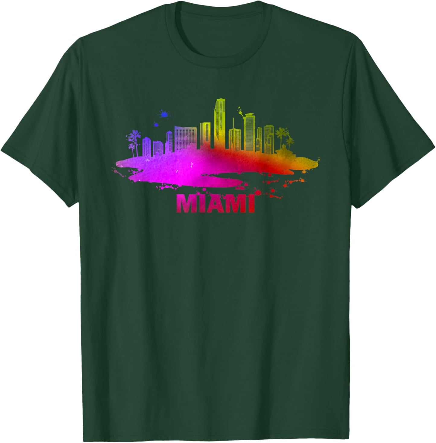 Colorful Miami Cityscape Souvenir - Miami Skyline T-Shirt - T-Shirt | Forest