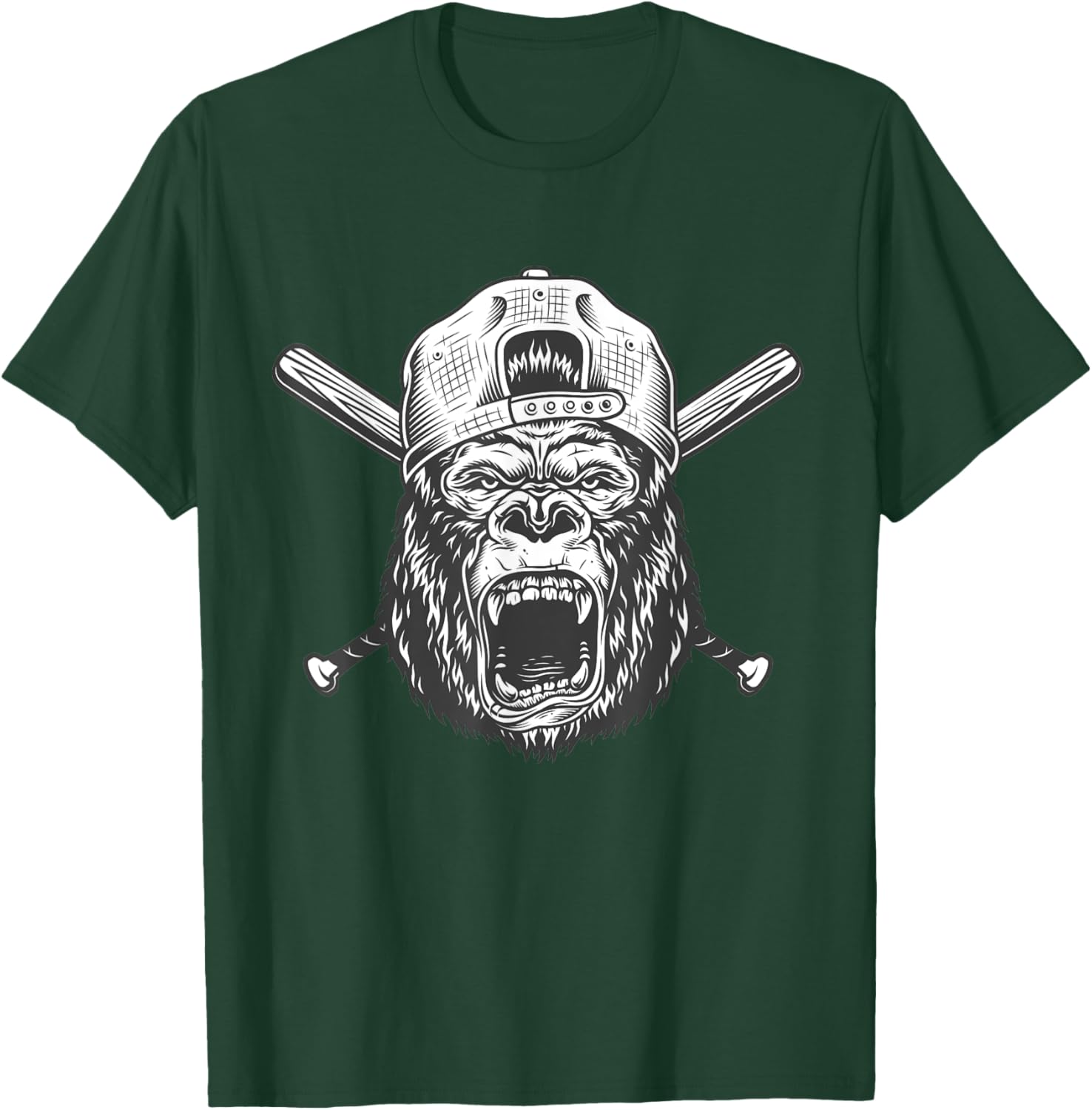 Gorilla Baseball Player - Gorilla Head - Gorilla Male T-Shirt - T-Shirt | Forest