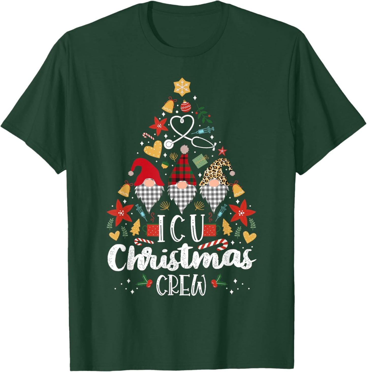 Christmas NICU Crew Nurse Doctor Tech Neonatal ICU Squad T-Shirt - T-Shirt | Forest