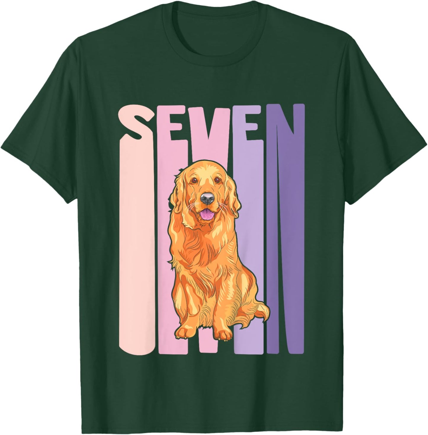 7 Year Old Golden Retriever Lover Birthday Girl T-Shirt - T-Shirt | Forest