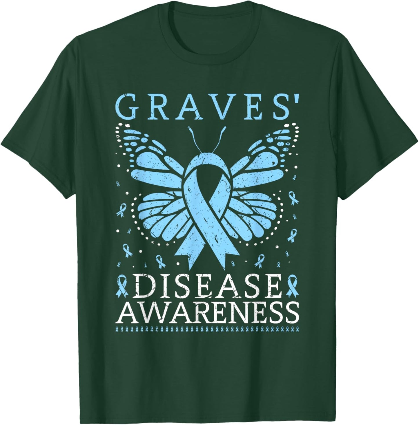 Graves Disease Awareness Butterfly Ribbon Thyroid T-Shirt - T-Shirt | Forest