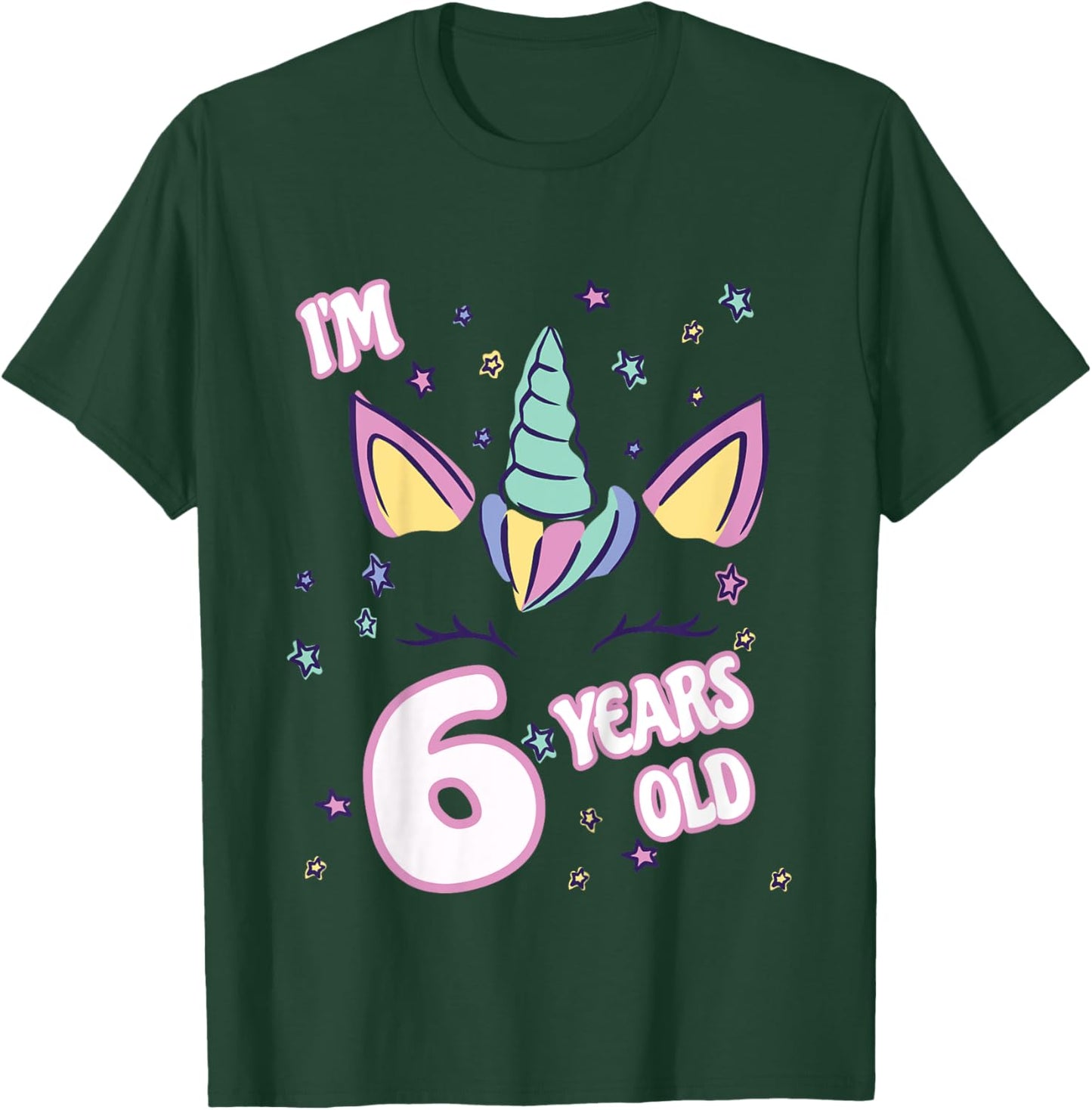 Unicorn 6th birthday i'm 6 years old girl unicorn design T-Shirt - T-Shirt | Forest