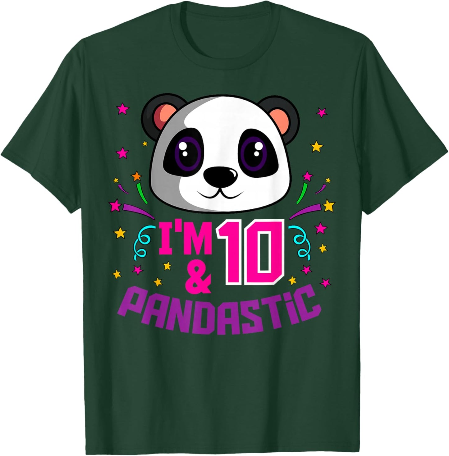I'm 10 & Pandastic Birthday Party Panda Bday Celebration T-Shirt - T-Shirt | Forest