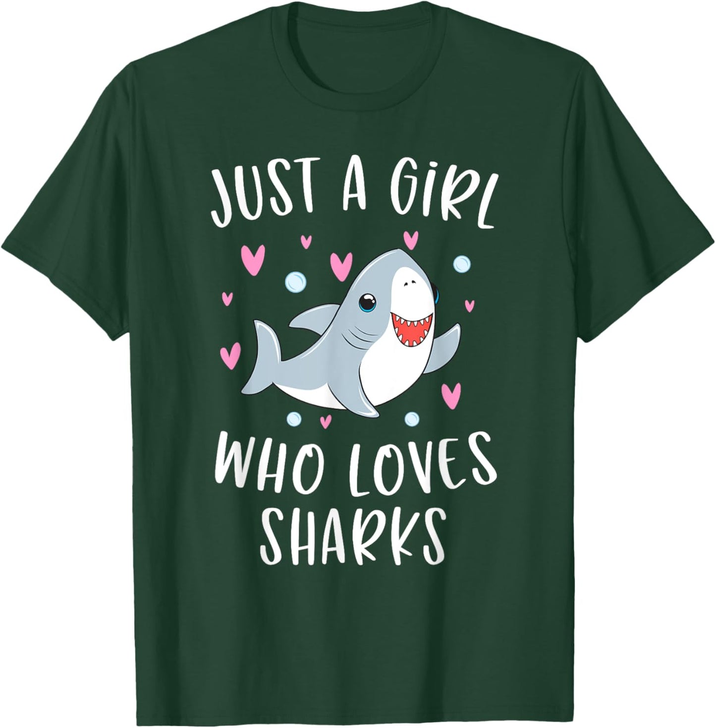 Cute Shark Shirt For Girls Just A Girl Who Loves Sharks T-Shirt - T-Shirt | Forest