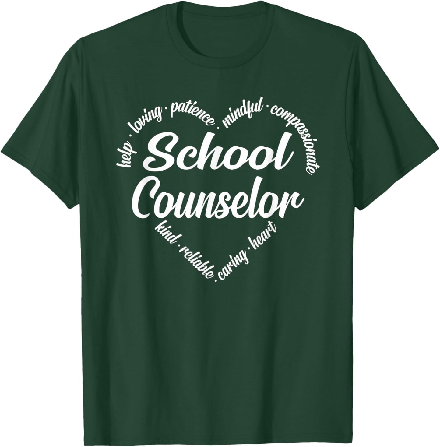 School Counselor Heart Word Cloud T-Shirt - T-Shirt | Forest