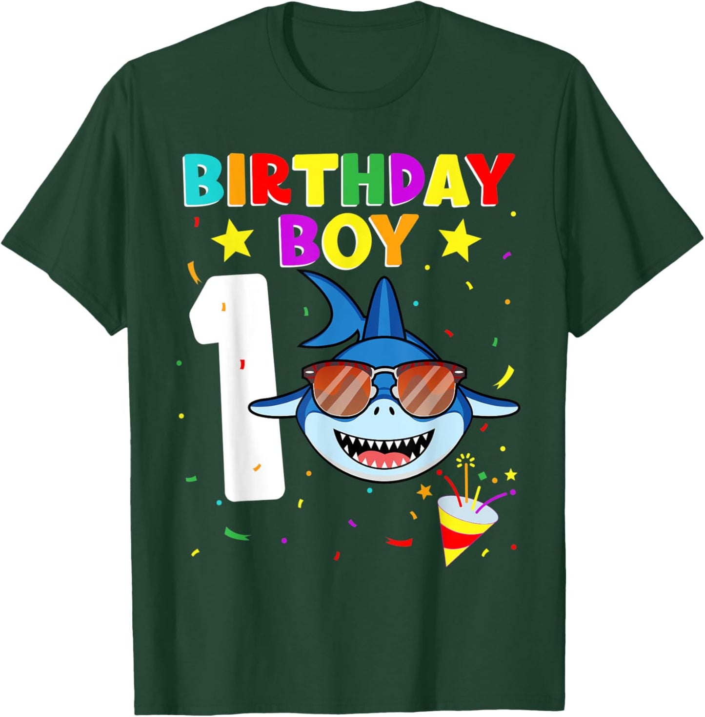 Shark Birthday 1 Year Old 1st Birthday Boy Matching Family T-Shirt - T-Shirt | Forest