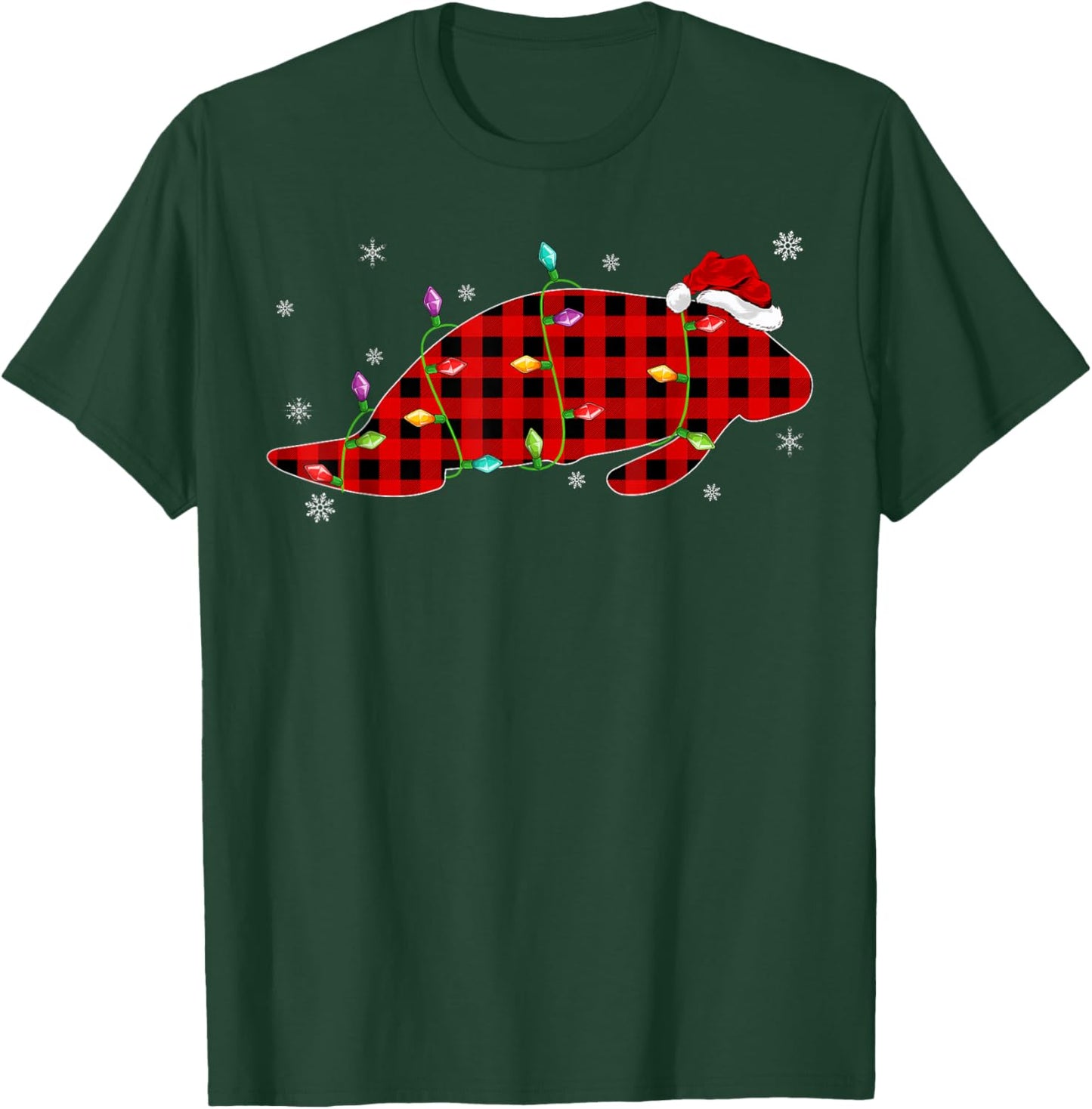 Funny Buffalo Plaid Family Matching Manatee Christmas Pajama T-Shirt - T-Shirt | Forest
