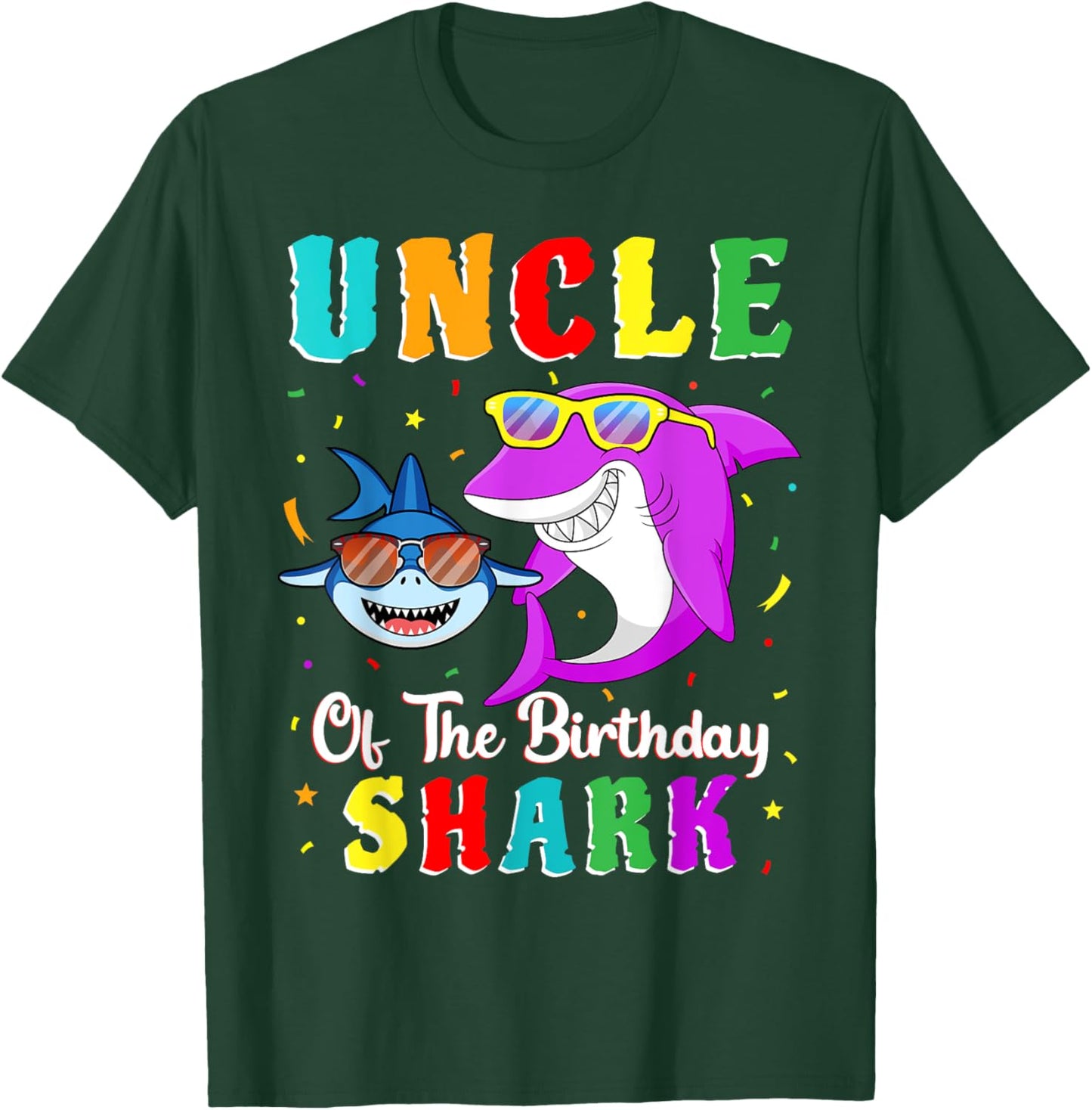 Uncle Of The Shark Birthday Family Matching Birthday Nephew T-Shirt - T-Shirt | Forest