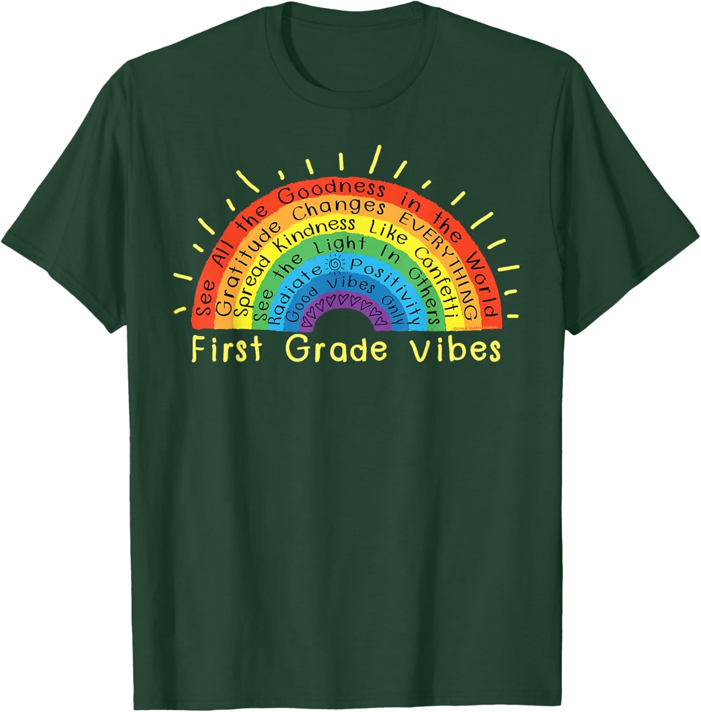 Positive Message First Grade Teacher Girls Boys First Grade T-Shirt - T-Shirt | Forest