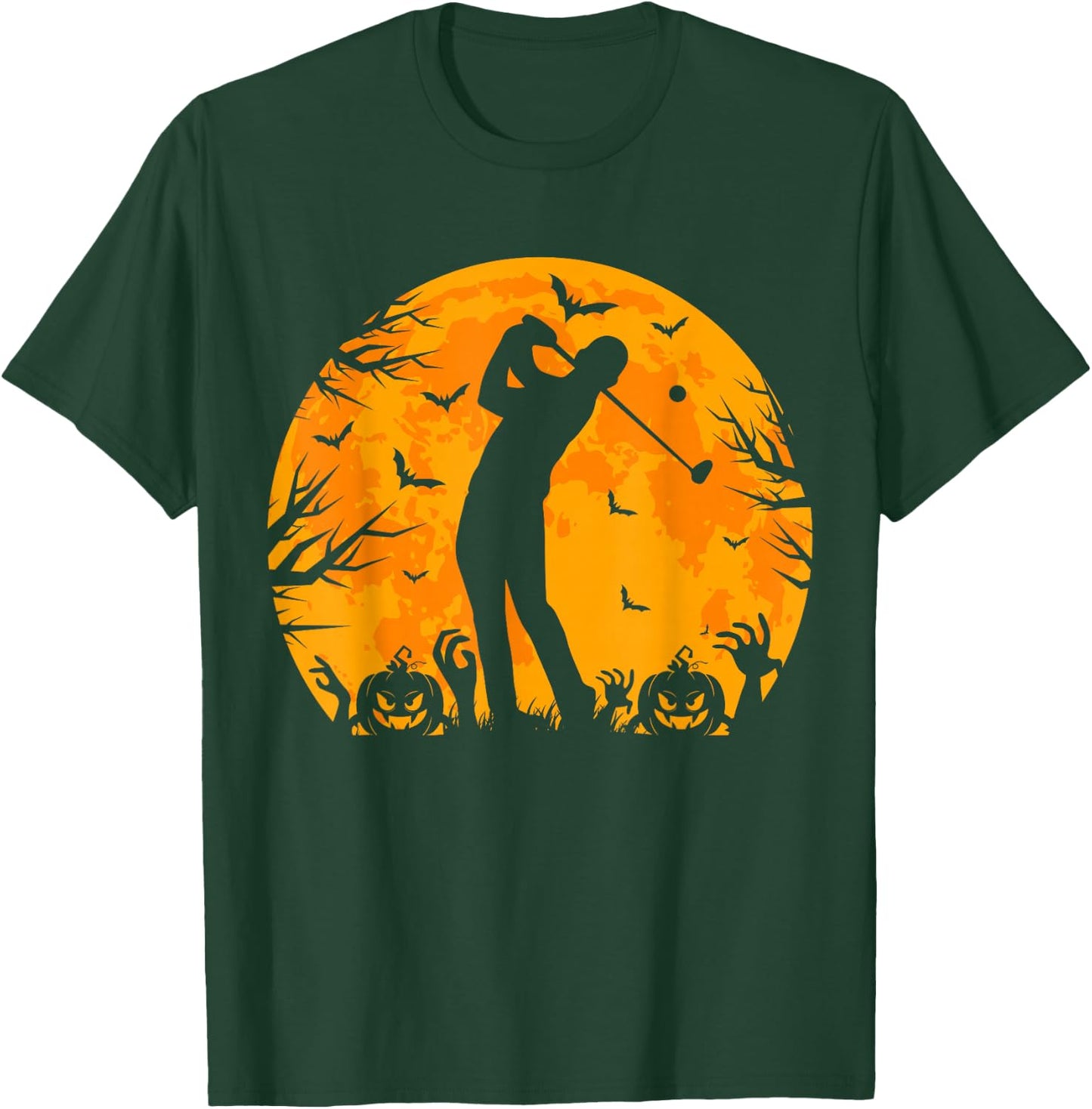 Golfing Halloween Men Golfer Pumpkin Spooky Golf Halloween T-Shirt - T-Shirt | Forest