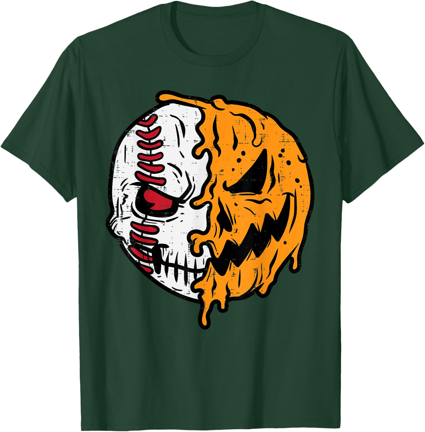 Halloween Baseball Pumpkin Jackolantern Costume Men Boys Kid T-Shirt - T-Shirt | Forest