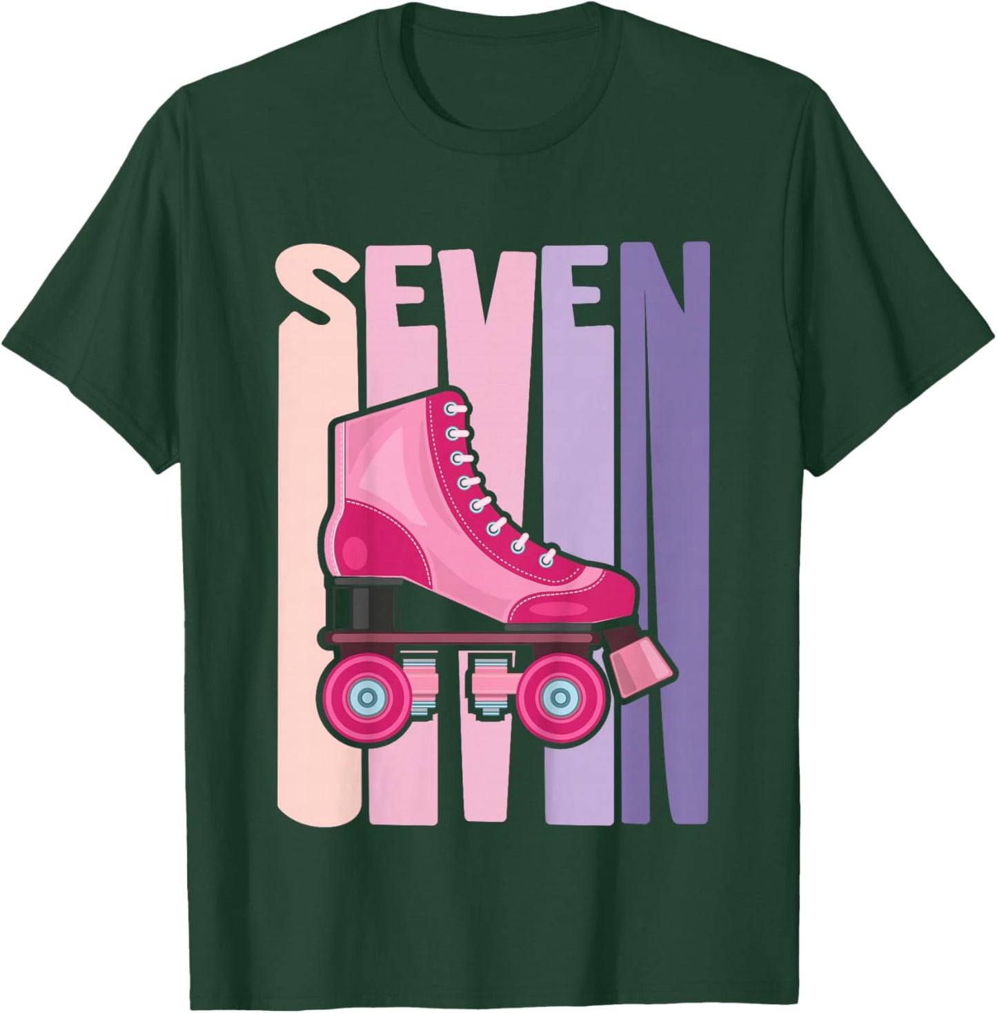7 Year Old Cute Roller Skating Birthday Girl 7th B-Day T-Shirt - T-Shirt | Forest