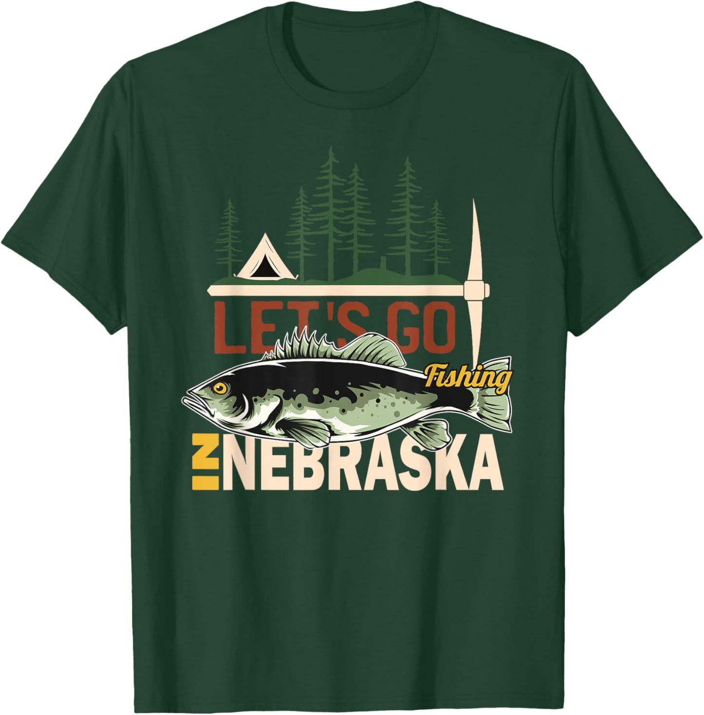 Camping Fishing in Nebraska - Nature Nebraska Fishing T-Shirt - T-Shirt | Forest