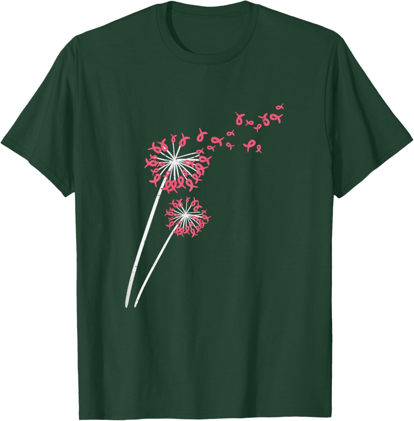 Pink Ribbon Dandelion Breast Cancer Awareness Men Women T-Shirt - T-Shirt | Forest