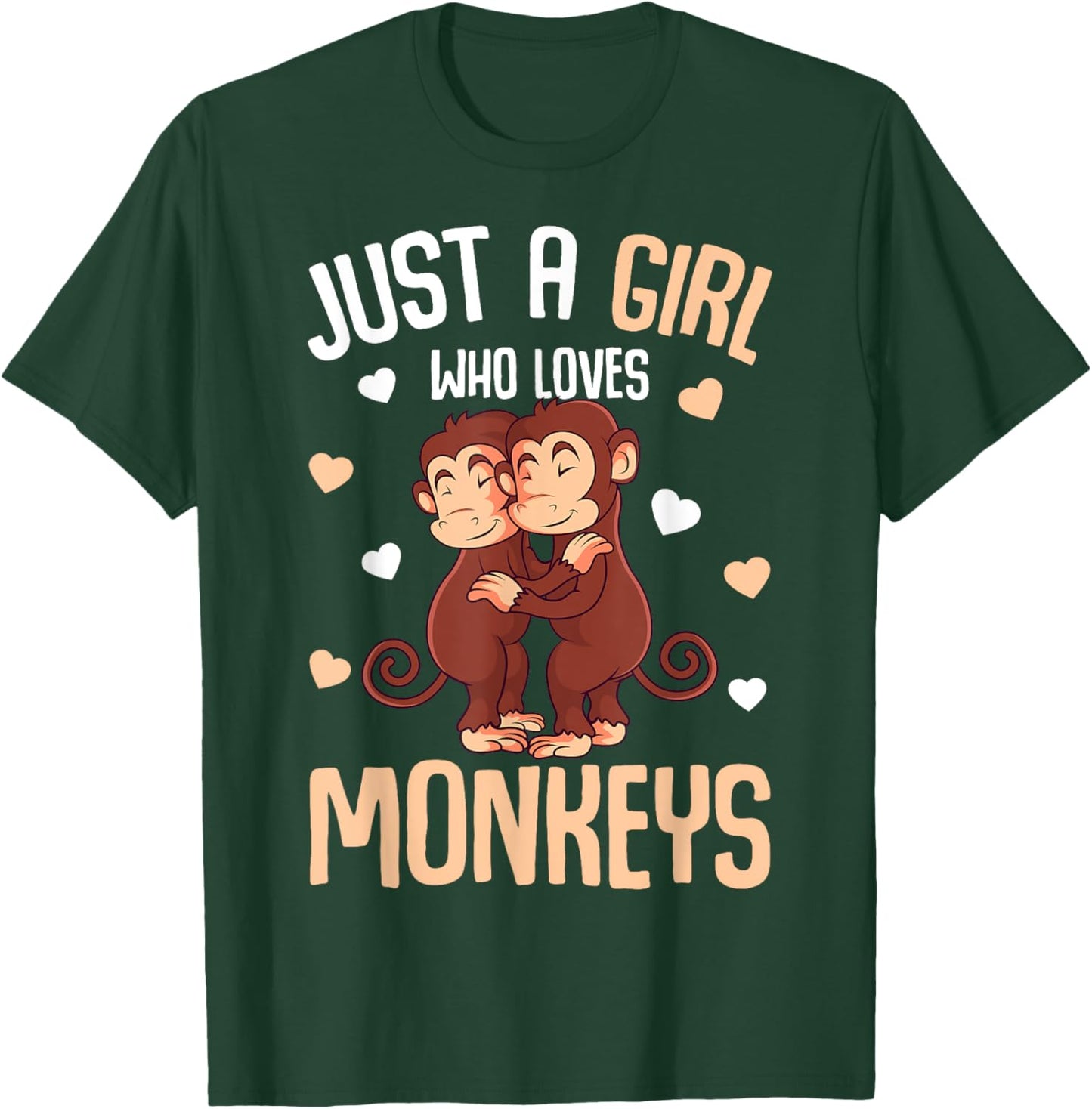Just A Girl Who Loves Monkeys Kids Girls Monkey T-Shirt - T-Shirt | Forest