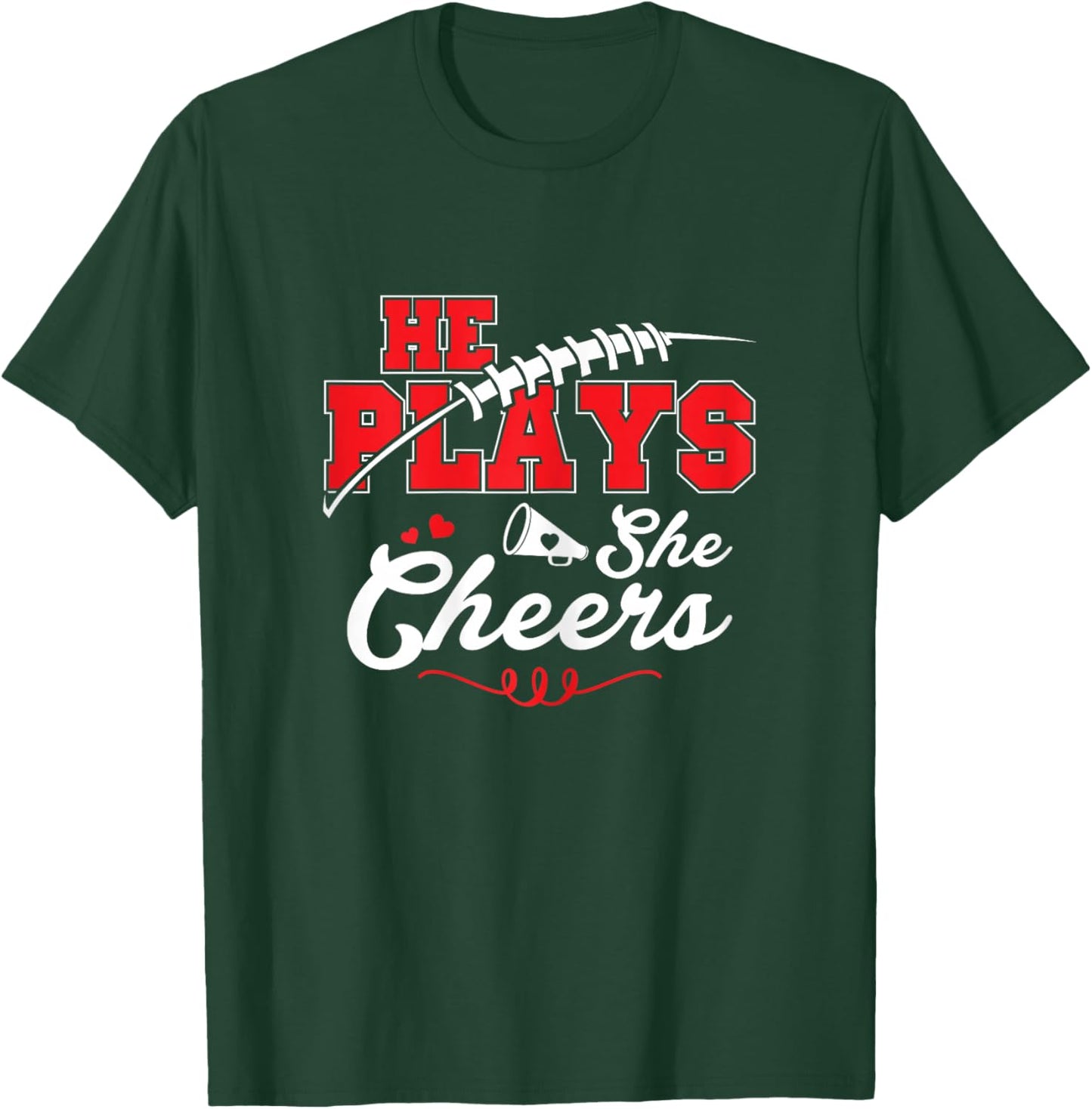 Cheer Mom Son plays Football Daugher Cheerleader Cheer Mom T-Shirt - T-Shirt | Forest